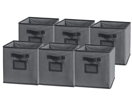 Sodynee Foldable Cloth Storage Cube,6 Pack, Dark Grey/Grey 