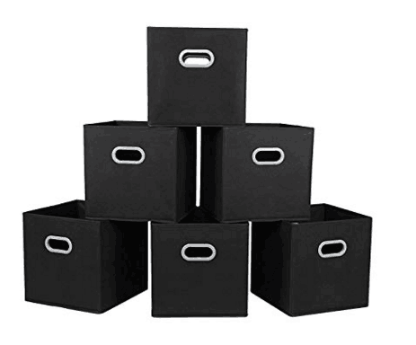 Foldable Cloth Storage Cube,6 Pack, Black,12