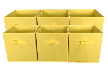 Sodynee Foldable Cloth Storage Cube Basket Bins Organizer Containers Drawers, 6 Pack, Yellow