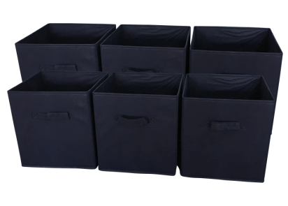 Sodynee Foldable Cloth Storage Cube, 6 Pack, Navy Blue