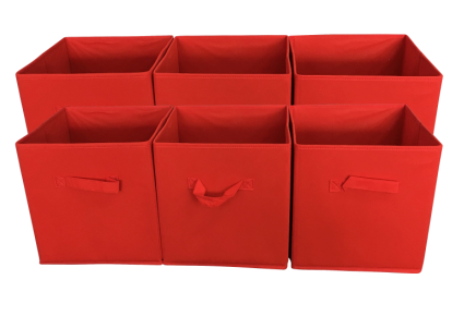 Sodynee Foldable Cloth Storage Cube, 6 Pack, Red