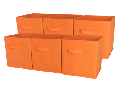 Sodynee SCB6OR Foldable Cloth Storage Cube Basket Bins Organizer Containers Drawers, 6 Pack, Orange
