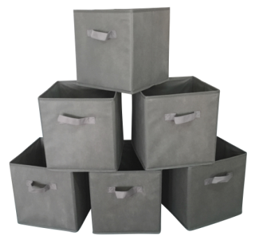 Sodynee Set of 6 Foldable Cloth Storage Cube Basket Bins Organizer Containers Drawers, Grey (B01FML22U2) 